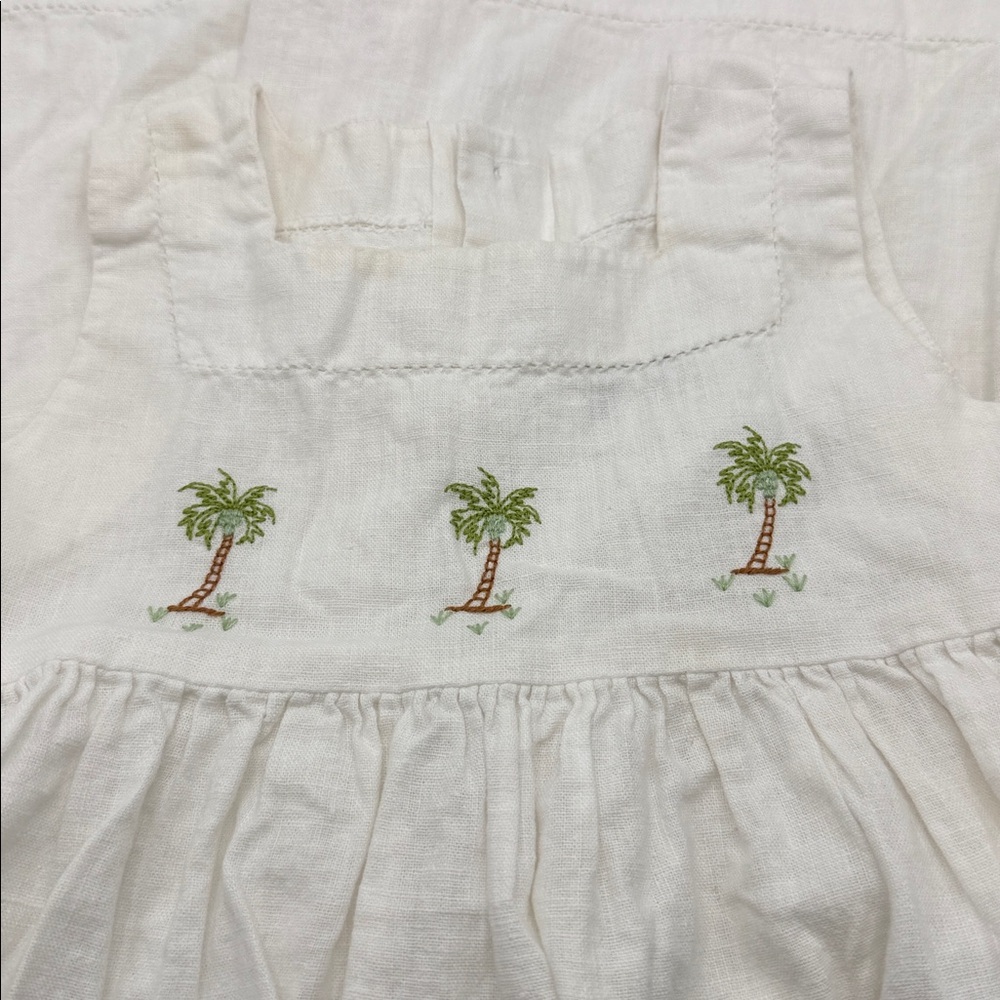Girls White Linen Palm Tree Dress size 3t